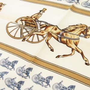 CELINE スカーフ 大判 スクエア シルク 絹 馬車柄 ロゴ 青 ブルー /CK29 GY19