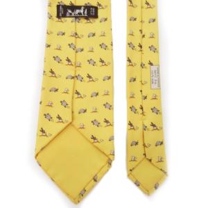 HERMES ネクタイ レギュラー シルク 絹 カメ 亀 ワニ 卵 アニマル 総柄 黄 イエロー /AH6 GY19