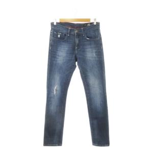 J13 デニムパンツ ジーンズ スリム スキニー ダメージ加工 ストレッチ 30 青 ブルー /AH9