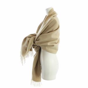GIVENCHY 大判ストール マフラー ロゴ 刺繍 フリンジ ベージュ GY19 /MQ