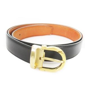 ベルト ガンチーニ バックル スムースレザー ゴールド金具 黒 ブラック /AH8 GY19
