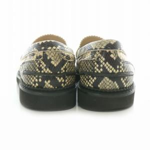 TOD'S コインローファー シューズ パイソン型押しレザー 36 1/2 23.0 黄 イエロー 黒 ブラック 