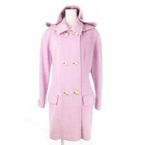 ステンカラーコート ミドル丈 フーディ ダブル メデューサロゴボタン ウール アンゴラ カシミヤ 42