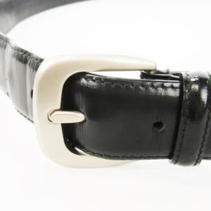 Salvatore Ferragamo ベルト レザー ガンチーニ マットシルバー金具 95 黒 ブラック /AH9 GY19