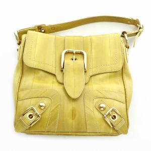 ハンドバッグ レザー 皮革 マグネット開閉 メタルパーツ ベルト ロゴ 黄 イエロー /MP GY19