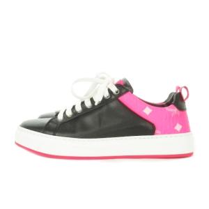 靴 シューズ スニーカー ロゴ プリント 配色 レースアップ ローカット 36 23cm ピンク /AH1