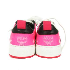 MCM 靴 シューズ スニーカー ロゴ プリント 配色 レースアップ ローカット 36 23cm ピンク /AH1