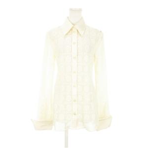 総レースシャツ チュニック ブラウス 長袖 フラワー 花柄 S クリーム ベージュ /AH20 GY19