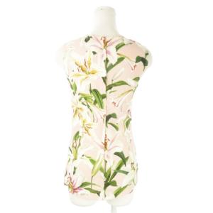 D&G ノースリーブブラウス クルーネック ストレッチ 花柄 カサブランカ 36 S ピンク /AO17 GY19