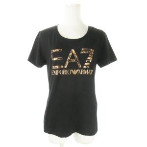 EA7 半袖Tシャツ ラウンドネック ストレッチ プリント ロゴ M 黒 ブラック /AO18 GY19