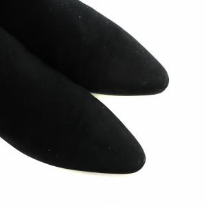 PELLICO ショートブーツ サイドゴア スエード ポインテッドトゥ ロゴ 35.5 22.5cm 黒 ブラック GY19