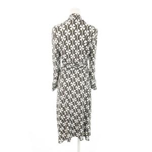 DIANE von FURSTENBERG Vintage カシュクールワンピース ミモレ ロング 襟付き 長袖 シルク 絹 ストレッチ 総柄 4
