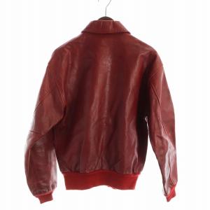 AVIREX  A-2 レザージャケット 馬革 長袖 ジップアップ 切替 ステンカラー 総裏地 ロゴ 36 S 赤 レッド