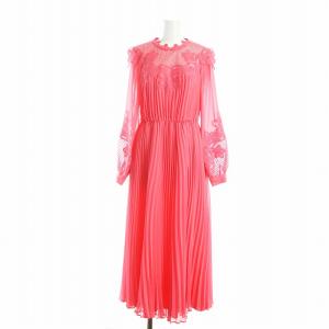 ワンピース ドレス ロング レース フリル 長袖 US2 ピンク GY01 /MQ