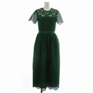 DARK GREEN FLORAL GUIPURE MIDI DRESS ワンピース ドレス 半袖 ロング