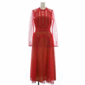 HOT PINK LACE PANEL MIDI DRESS ワンピース ドレス 長袖 ロング レース