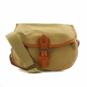 ショルダーバッグ キャンバス レザー ベルト ロゴ ベージュ 茶色 ブラウン /XZ GY01