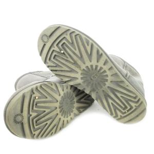 UGG ムートンブーツ ショートブーツ レザー 革 スエード 切替 ロゴ 24.0cm グレー /CK22 GY01