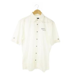 BURBERRY BLACK LABEL 半袖シャツ レギュラー 麻 リネン混 刺繍 ロゴ 3 L 白 ホワイト /AO14 GY01