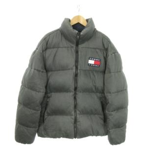 トミージーンズ TOMMY JEANS 中綿ジャケット スタンドカラー ジップアップ ロゴ M グレー