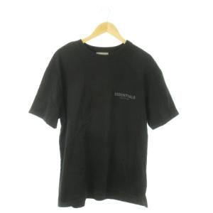 Tシャツ カットソー 半袖 ラウンドネック コットン ロゴ M 黒 ブラック /AO12 GY01