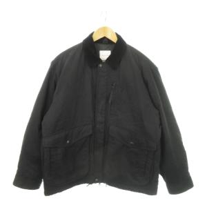 中綿ジャケット ジップアップ 切替 コーデュロイ 内側キルティング S 黒 ブラック /MN12 GY01