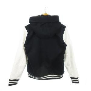 BEAMS HEART フーディブルゾン スタジャン スタジアムジャンパー ジップアップ 中綿 裏地キルティング ライン S 紺