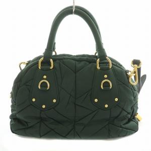 PRADA 2WAY ミニボストン バッグ キルティング ナイロン グリーン