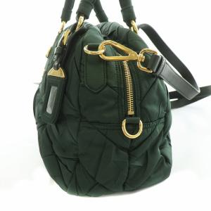 PRADA 2WAY ミニボストン バッグ キルティング ナイロン グリーン