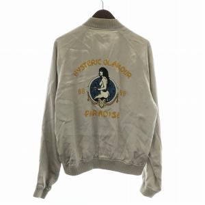HYSTERIC GLAMOUR スカジャン サテン PARADISE ロゴ 刺繍 M シルバーカラー