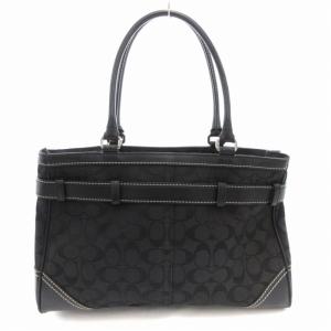 COACH 8K07 トートバッグ ハンド キャンバス シグネチャー 黒 ブラック GY12 /TZ