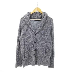 カーディガン ニット ショールカラー 長袖 ミックスカラー 4 XL 紺 ネイビー /MN15 GY12