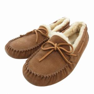 モカシン ムートンローファー シューズ スエードレザー 25cm 茶 ブラウン 1003390 /FF