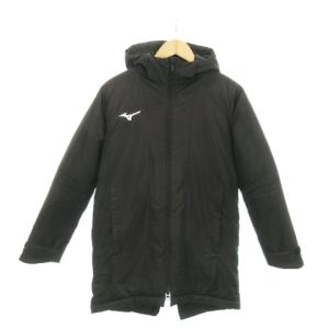 ブレスサーモ中綿ミドル丈コート ジップアップ フーディー ロゴ 吸湿発熱 スポーツ XS 黒 ブラック