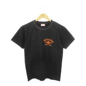 THE FLAT HEAD 半袖Tシャツ クルーネック プリント コットン S 黒 ブラック /AH8 GY12