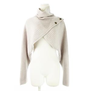タートル ショルダー ウォーマー クロップド ニット セーター ハイネック 長袖 リブ クロスデザイン