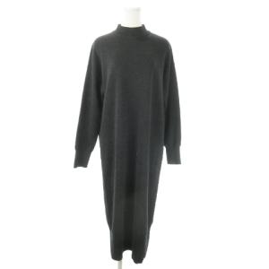 24AW ロングワンピース ニット クルーネック 長袖 ウール 無地 40 L グレー /AO20 GY12