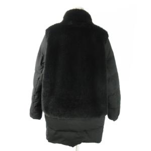 23区 ダウンジャケット コート スタンドカラー ダブルジップ ファー 切替 ゴールド金具 38 M 黒 ブラック