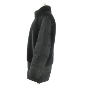 23区 ダウンジャケット コート スタンドカラー ダブルジップ ファー 切替 ゴールド金具 38 M 黒 ブラック