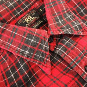 RRL 90s 初期 三ツ星タグ フランネル シャツ ネルシャツ 厚手 コットン 長袖 チェック 総柄 M 赤