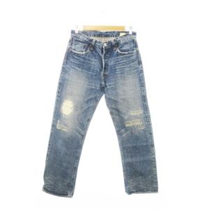 1947 デニムパンツ ジーンズ ストレート ダメージ リペア加工 ボタンフライ 赤耳 セルビッチ W33
