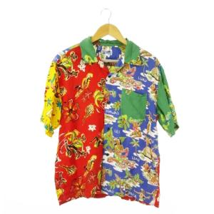 雷門 Tokyo Style アロハシャツ 半袖 プリント ハワイ フィッシュ アロハ リゾート L 赤