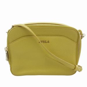 美品 ショルダーバッグ 斜め掛け レザー ロゴ 黄 イエロー /FF GY12 AA