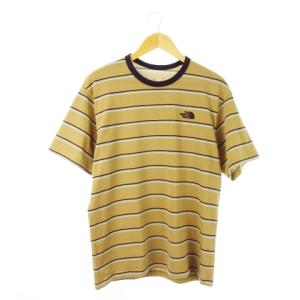 Tシャツ クルーネック 丸首 半袖 ロゴ刺繍 ボーダー アウトドア M ベージュ NT12396 /CK11