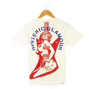 Tシャツ クルーネック 丸首 半袖 プリント ギター レディ ヌード F 白 アイボリー /CK12 GY12