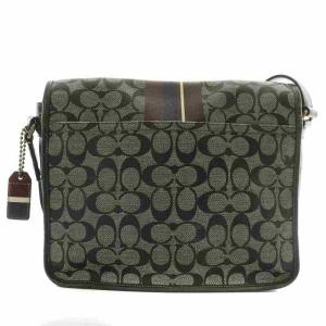 COACH ショルダーバッグ メッセンジャーバッグ PVC レザー シグネチャー ヘリテージストライプ ロゴ 総柄