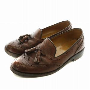 タッセルローファー ドレスシューズ 革靴 レザー ウィングチップ 25cm 茶色 ブラウン /XZ GY12