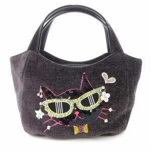 ハンドバッグ 猫柄 スパンコール チャコールグレー GY12 /TZ