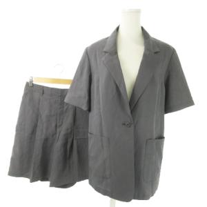 セットアップ 2点セット テーラードジャケット 半袖 ショートパンツ 薄手 F 38 M グレー /AO9