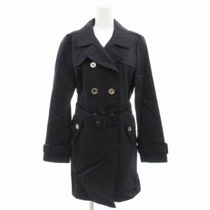 タグ付き ダブル トレンチコート ロング ベルト付 裏地チェック S 紺 ネイビー /GV GY19